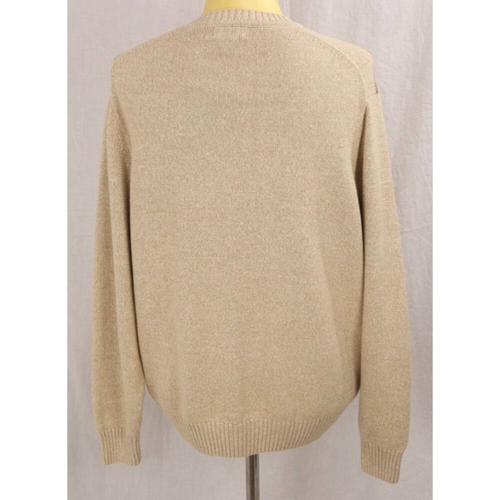 Dockers Men's Beige Sweater L Cable Knit Pullover Brown Striped Box Pattern VTG - Picture 3 of 12